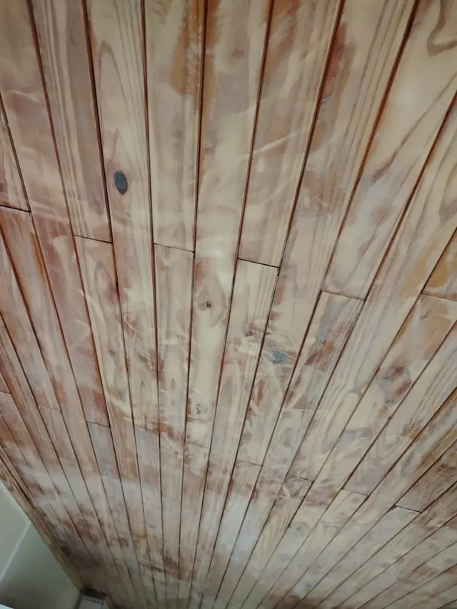 Pine timber ceiling planks sanded and scuffed back