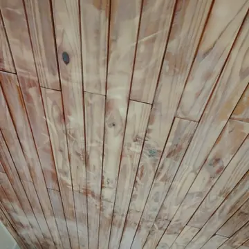 Pine timber ceiling planks sanded and scuffed back