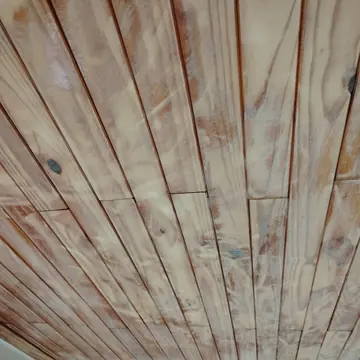 Pine timber ceiling planks sanded back to bare wood